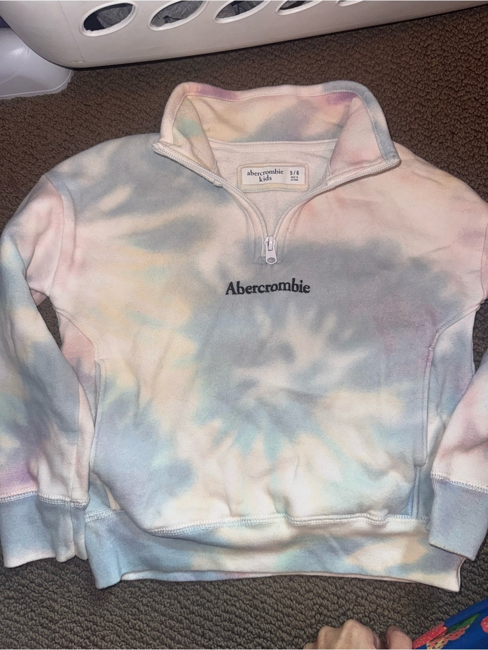 Abercrombie & Fitch Pastel Tie-Dye Cowl Quarter-Zip Sweatshirt